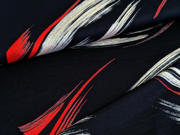 Baumwolle Modal Jersey Pinsel Streifen Rot/Beige/Schwarz
